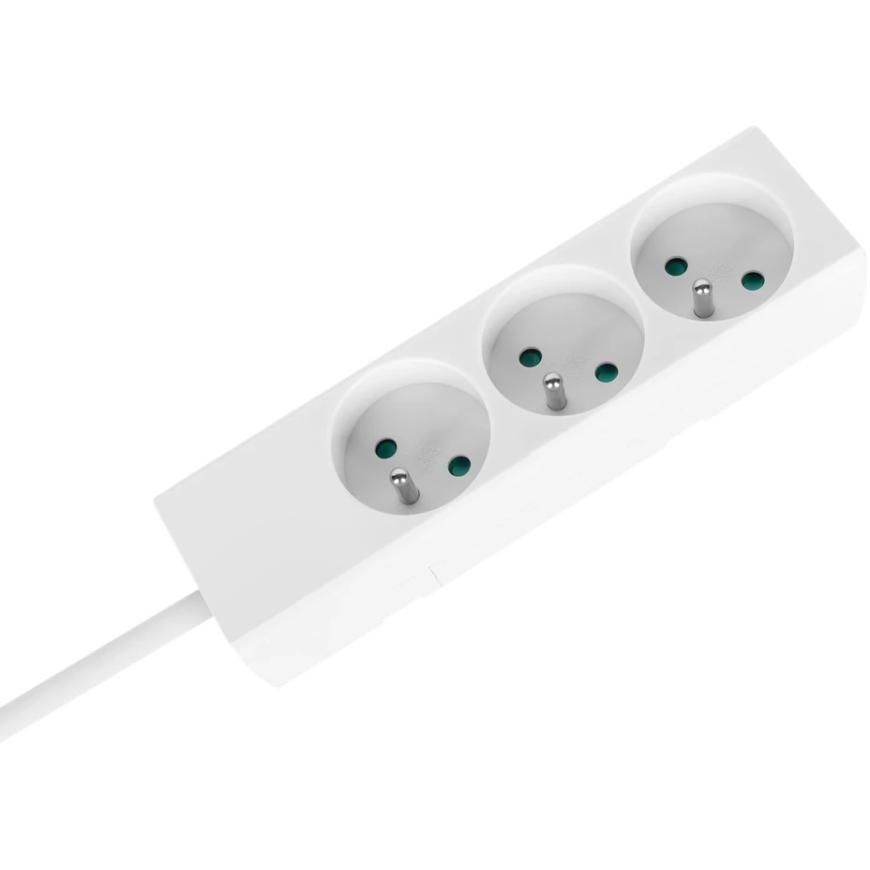 Przedłużacz Prailgintuvas, 3 lizdai, 2 m, prancūziško tipo, be jungiklio (3x1,5 mm), Rebel baltas – 3
