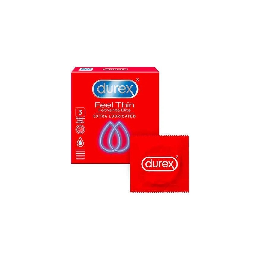 Durex Feel Thin Extra Lubricated prezerwatywy ultracienkie 3 vnt. – 3