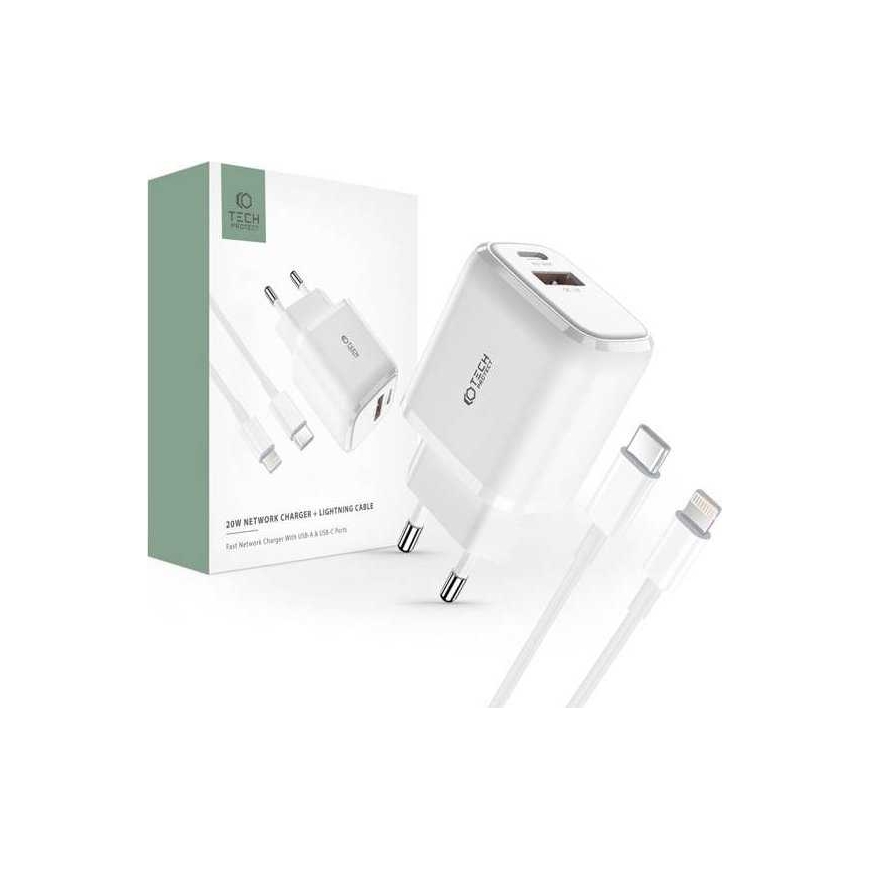 Tech-Protect 20W Сетевое зарядное устройство + Lightning (THP1535) Белое