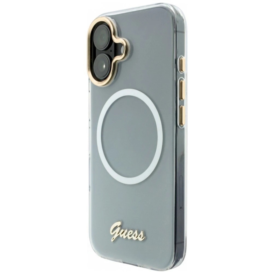 "Guess IML Gradient Script" metallinen MagSafe-kuori iPhone 17:lle – Valkoinen – 3