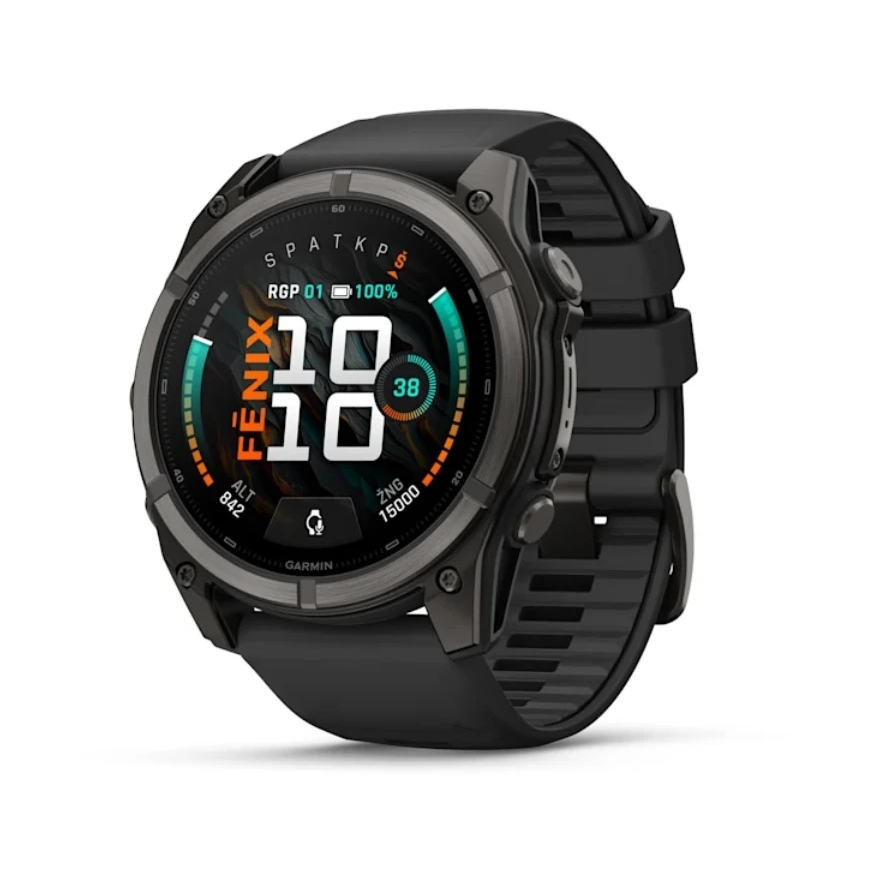 Garmin fēnix® 9 Älykello – 51mm, Tummanharmaa, DLC-titaani, mustalla silikonihihnalla | 010-04763-11