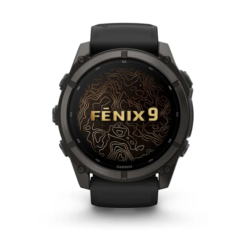 Išmanusis laikrodis Garmin fēnix® 9 – 51mm, Tamsiai pilkas, DLC titanas, su juodu silikoniniu dirželiu | 010-04763-11 – 2