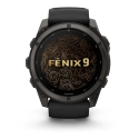 Garmin fēnix® 9 Smartwatch – 51mm, Dark Gray, DLC Titanium, with Black Silicone Strap | 010-04763-11