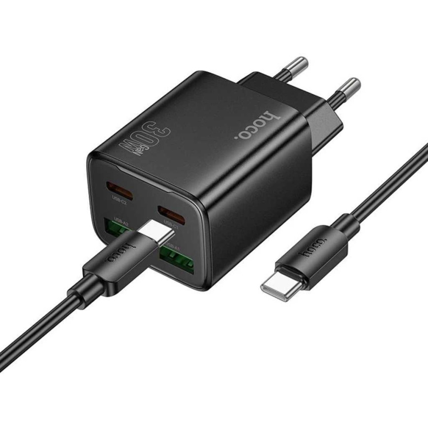 Hoco N56 PD QC 30W USB-C laidas juodas
