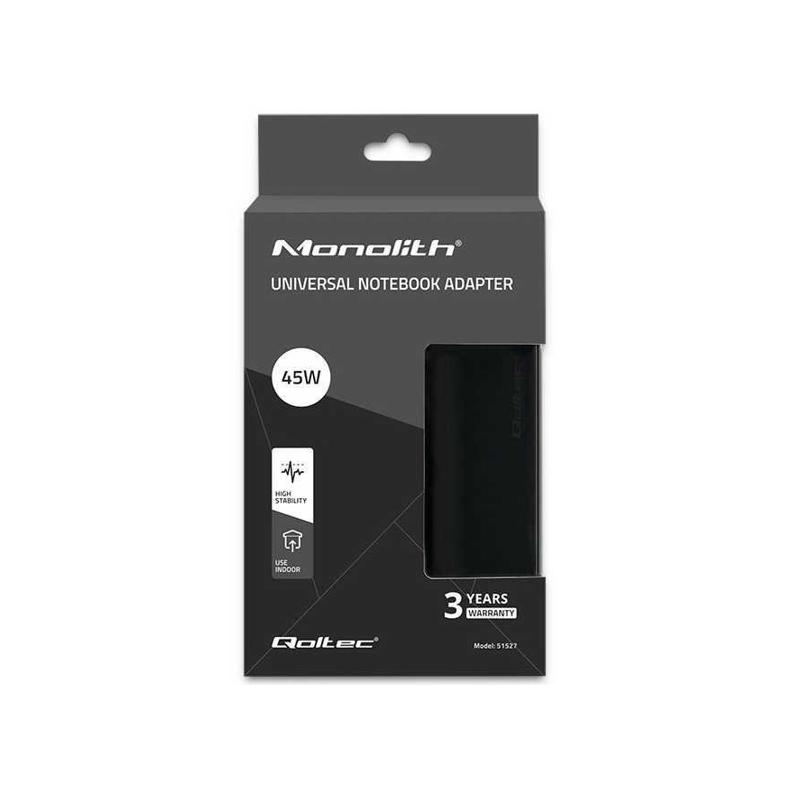 Qoltec Universal power adapter for laptop 45W (51527) Black – 2