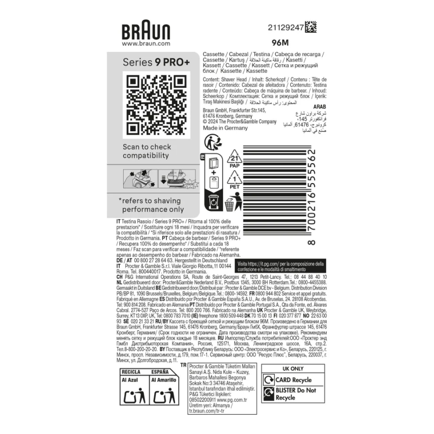 Braun Series 9 96M Shaving head – 2