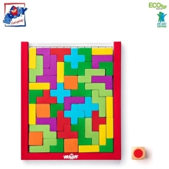 Woody 91918 Eco Wood Logical "Пазл" Игра с Кубиками как Тетрис (48шт) для детей от 3 лет (17,5x15x1,9см)