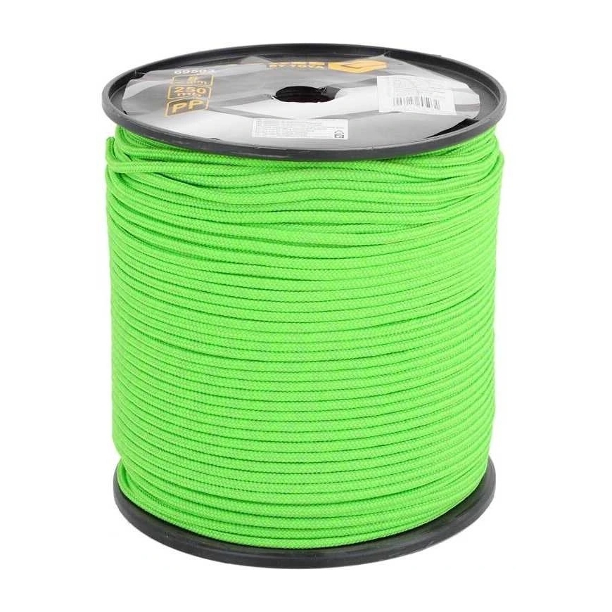 Vorel Polypropylene Braided Rope 250 m, UV Resistant, Strong Tension Strength, PP Rope, Braided Twine, Polypropylene Twine