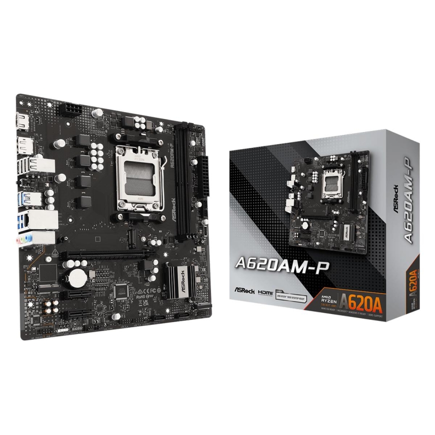 Emolevy ASROCK AMD A620A Socket AM5 micro ATX RAM DDR5-SDRAM 2xPaikkaa 1xM.2 (M) -paikkojen määrä A620AM-P