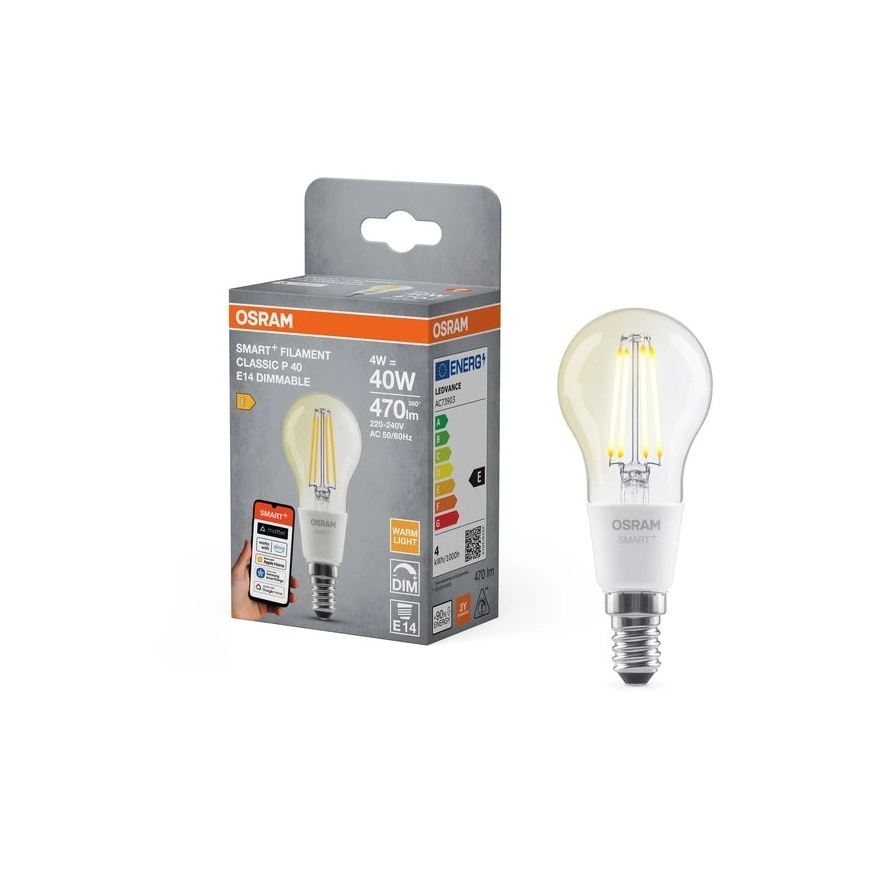 Osram SMART+ MATTER Filament Dimmable Classic P40 827 | E14 | 4 W | Warm White | Wi-Fi – 2