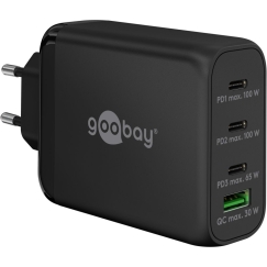 65555 100 Вт USB-C PD GaN Многопортовое быстрое зарядное устройство, черный