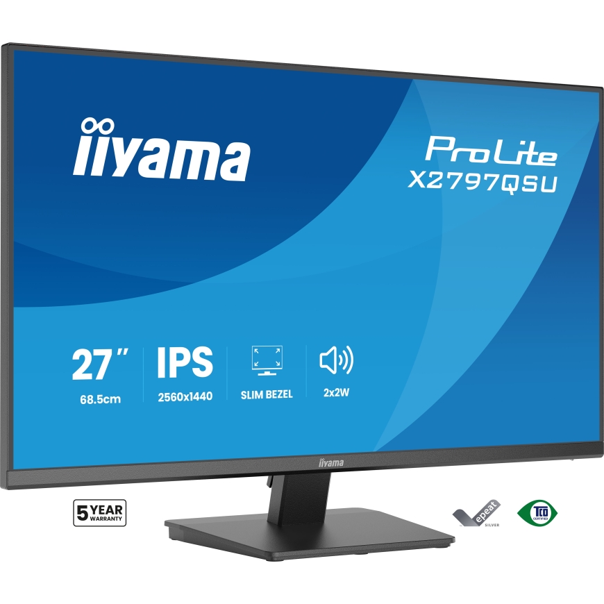 iiyama ProLite X2797QSU-B1 kompiuterio monitorius 68,6 cm (27") 2560 x 1440 pikseliai Quad HD LED Ju