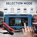 Qoltec Älykäs Laturi 12V 10A | Laturi palautusfunktion kanssa | MCU | Automaattinen POIS | 9-vaiheinen lataus | AGM GEL LiFePO4