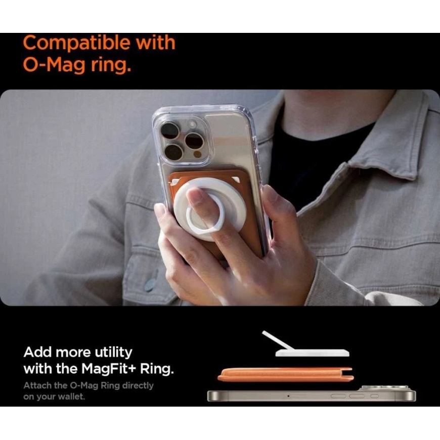 Dėklas Spigen Valentinus MAgFit+ MagSafe Universal Magnetic Card Holder Metallic oranžinės spalvos – 4