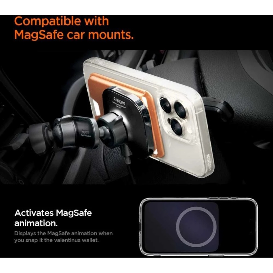 Dėklas Spigen Valentinus MAgFit+ MagSafe Universal Magnetic Card Holder Metallic oranžinės spalvos – 5