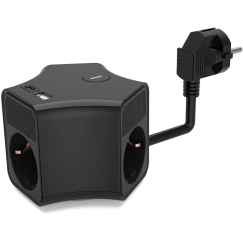Plastrol 3 kontaktu Schuko pagarinātājs ar slēdzi un USB-A un USB-C ligzdām