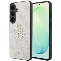 Guess PU 4G Metal Logo dėklas, skirtas Samsung Galaxy S26 FE, rožinis