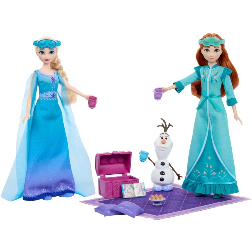 Mattel Dolls Disney Frozen Anna and Elsa with Accessories for Pajama Party – 3