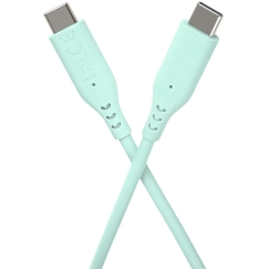 PREMIUMCORD USB-C–USB-C кабель, 60 Вт, 480 Мбит/с, силиконовый, бирюзового цвета, 1,5 м