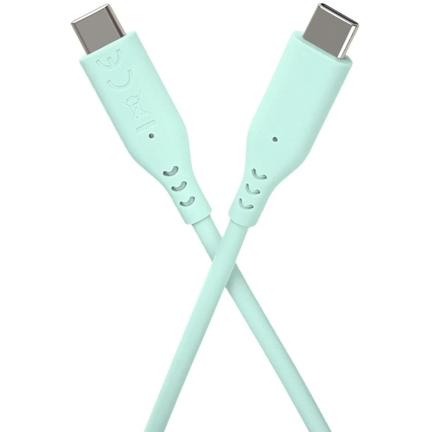 PREMIUMCORD USB-C–USB-C kaabel, 60 W, 480 Mbps, silikoon, türkiissinine, 1.5 m