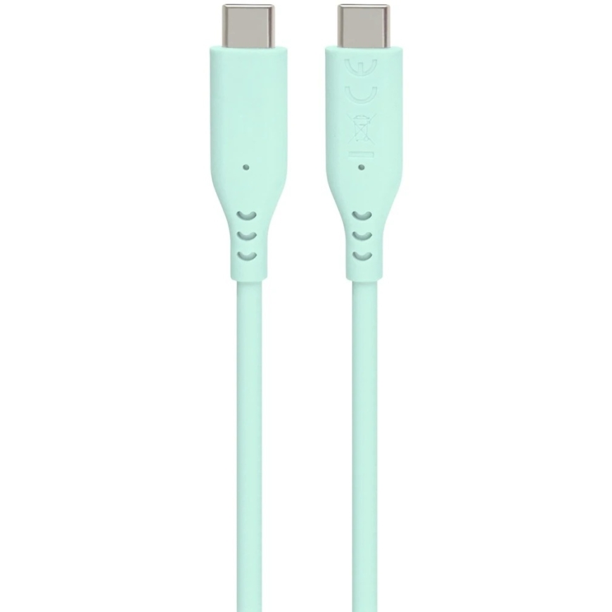 PREMIUMCORD USB-C–USB-C-kaapeli, 60 W, 480 Mbps, silikoni, turkoosi, 1,5 m – 4
