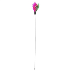 FLAMINGO FLMG Kissaväline lelu tikku muovista "Warwick" höyhenillä ja pellavalla