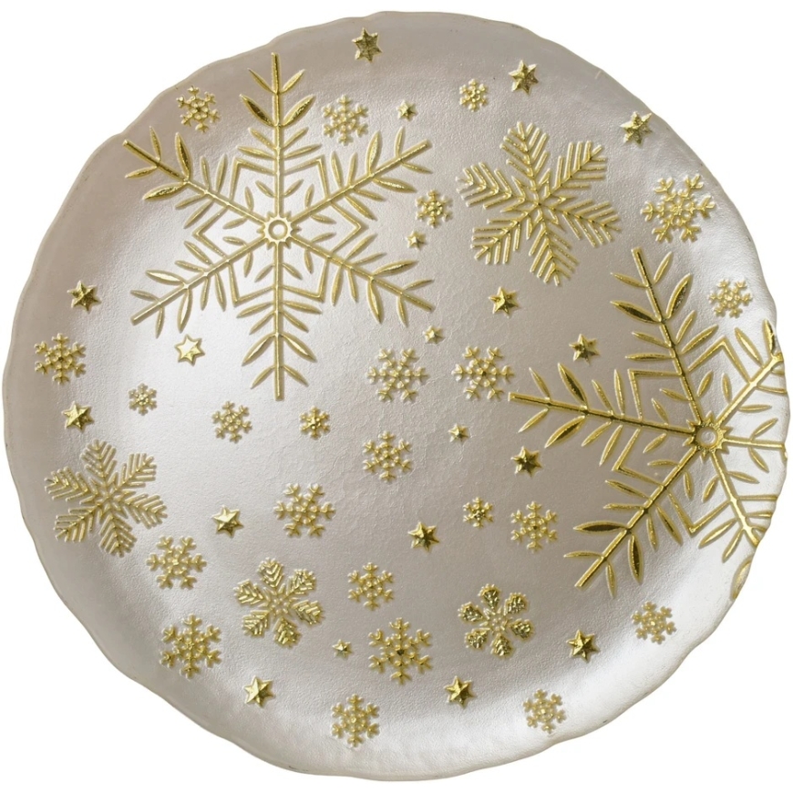Mondex Since 1986 SANTA LILA Plate 33x33x2.4 cm white with snowflakes