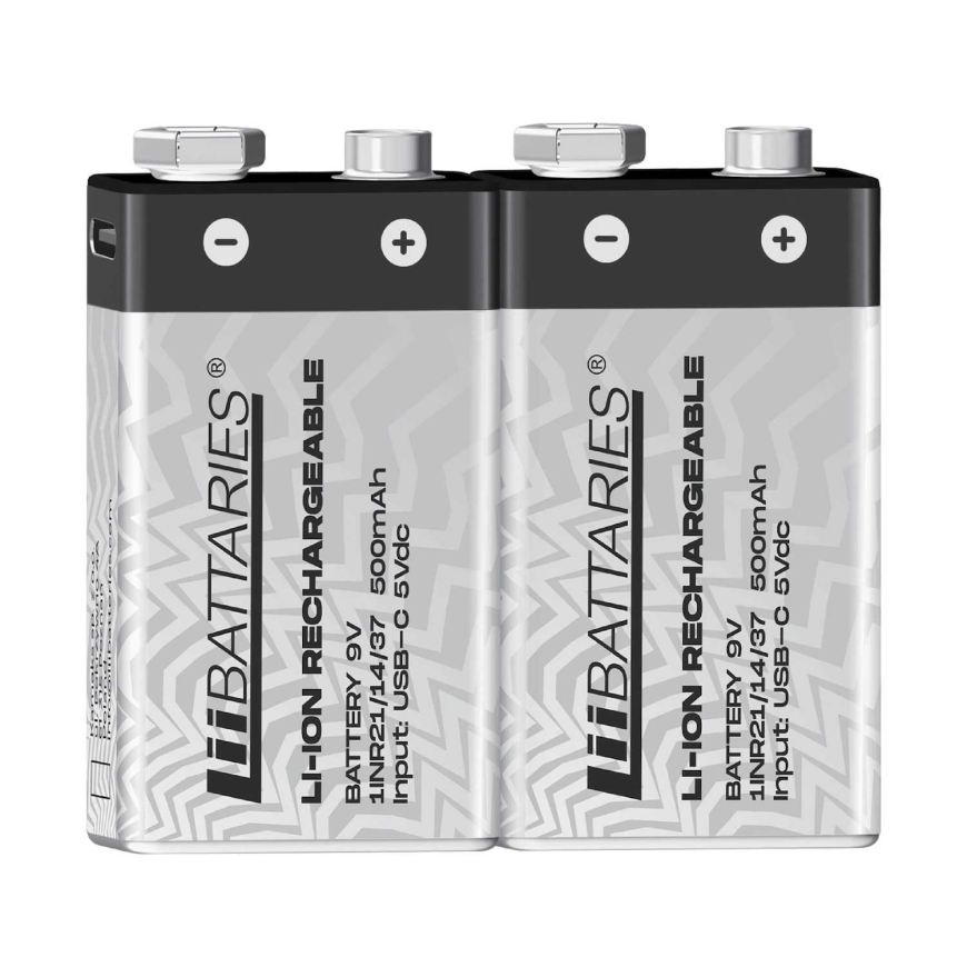 Liibattaries USB-C uzlādējamas litija jonu baterijas MN1604 Krona 9V (2 gab) – 2
