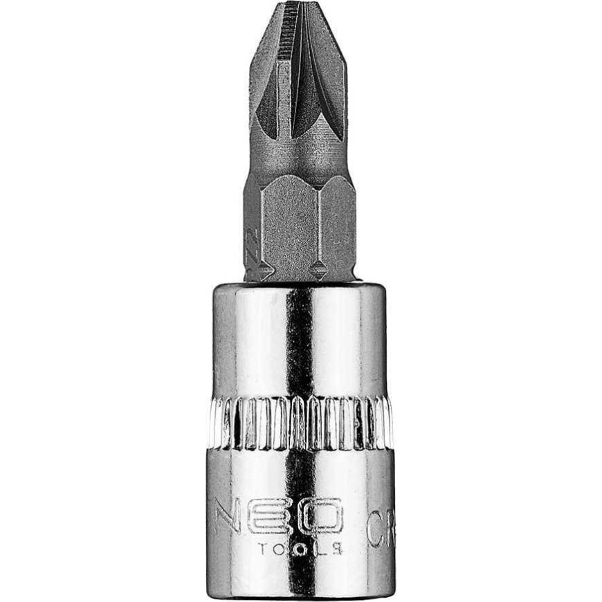 NEO " Neo PZ2 screwdriver bit on 1/4"" socket, short, 37 mm"