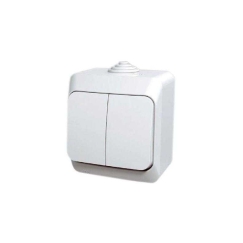 Schneider DOUBLE SWITCH IP44 WHITE CEDAR+
