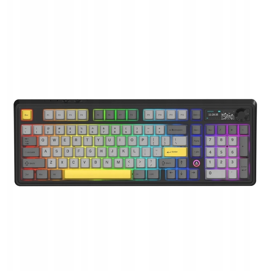 Langaton mekaaninen näppäimistö Ajazz AK980 V2 Lahja Switch V2 Musta Harmaa Keltainen näytöllä