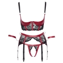Cottelli Bondage Seksisetti Shelf Bra Set musta/punainen S Cottelli Bondage Seksisetti Shelf Bra Set musta/punainen S