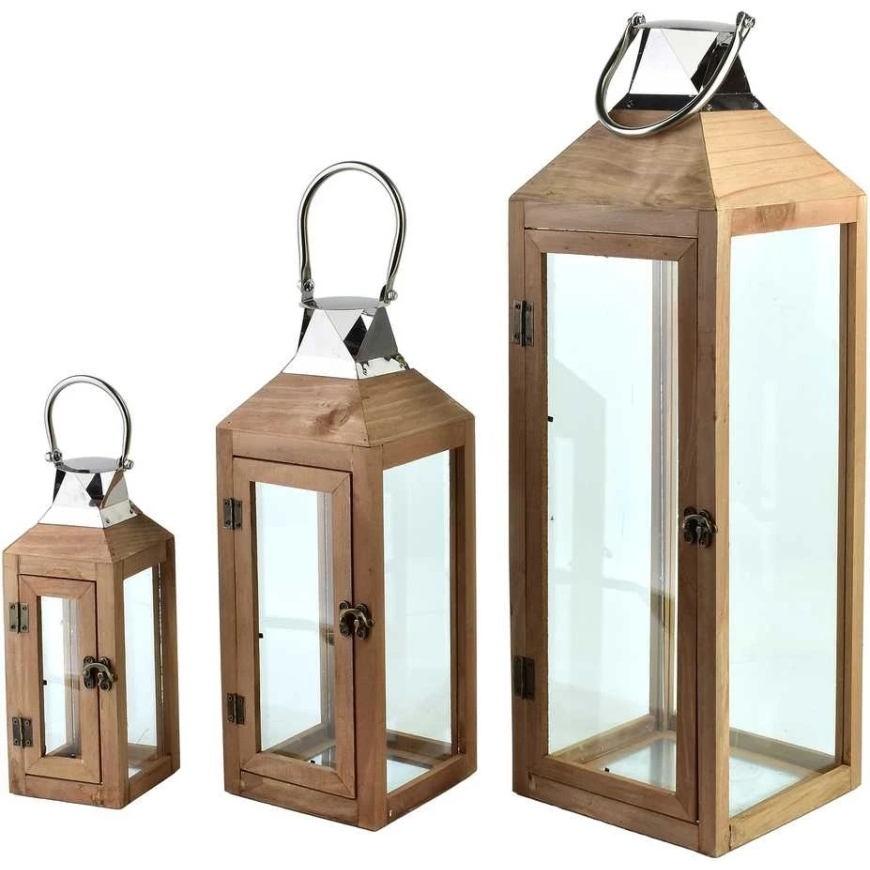 Mondex Since 1986 LEVI Komplet 3 latarni20x20x62cm/15x15x42cm/10x10x28cm