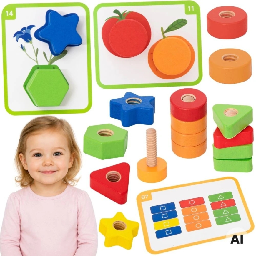 Viga Toys VIGA Õppekomplekt Mutrid ja Poldid 30 tk.