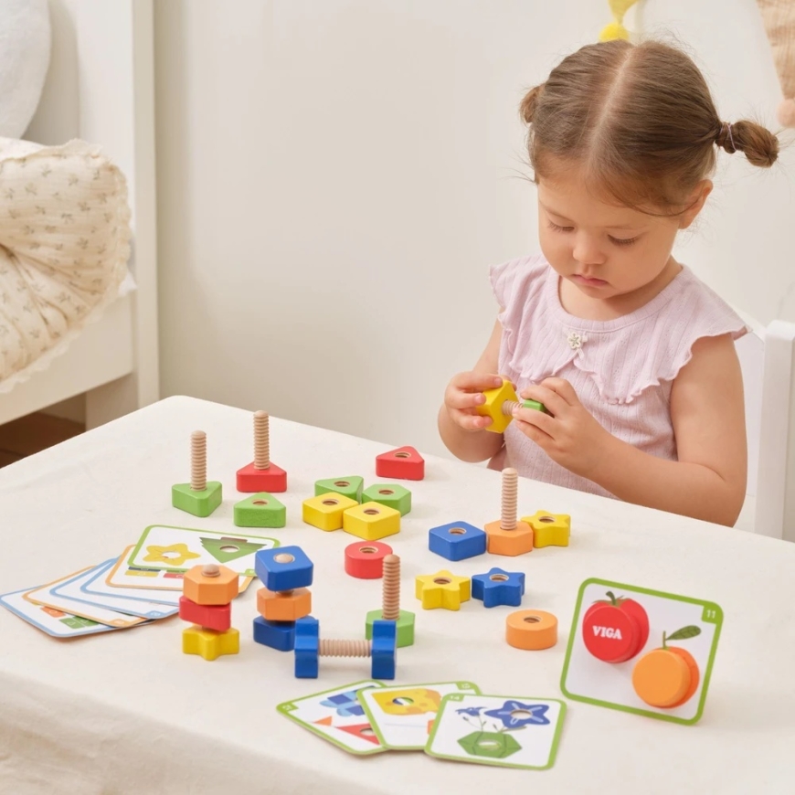 Viga Toys VIGA Õppekomplekt Mutrid ja Poldid 30 tk. – 4