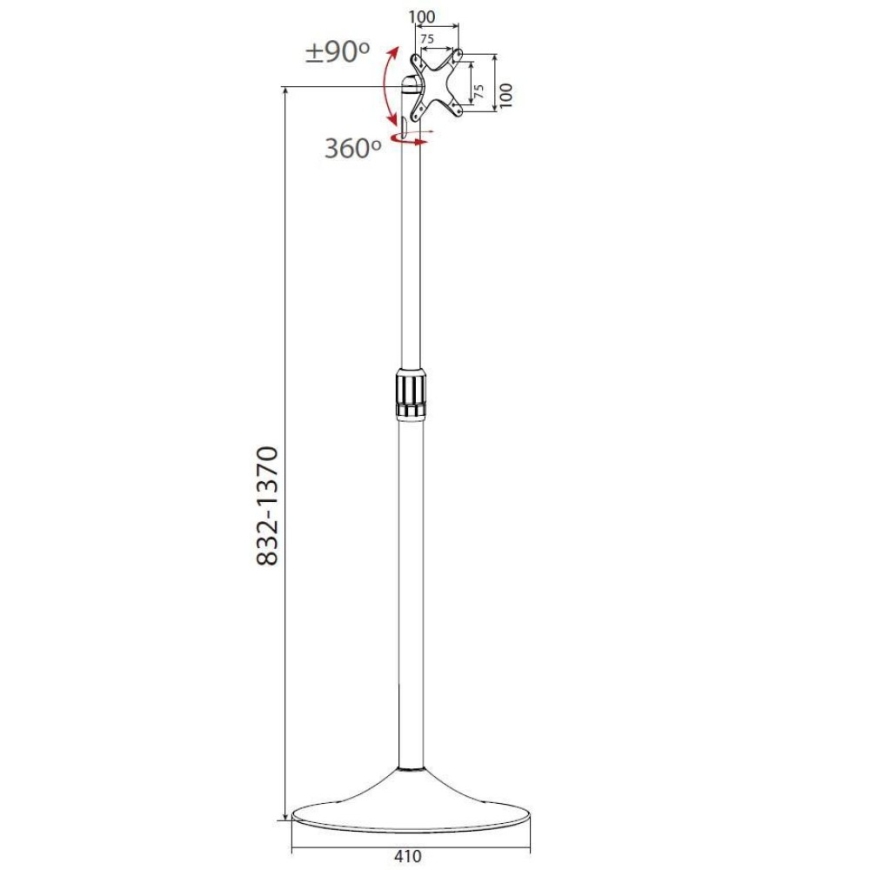 Techly ICA-TR10 informācijas displeja stiprinājums 68,6 cm (27") Sudrabs – 3