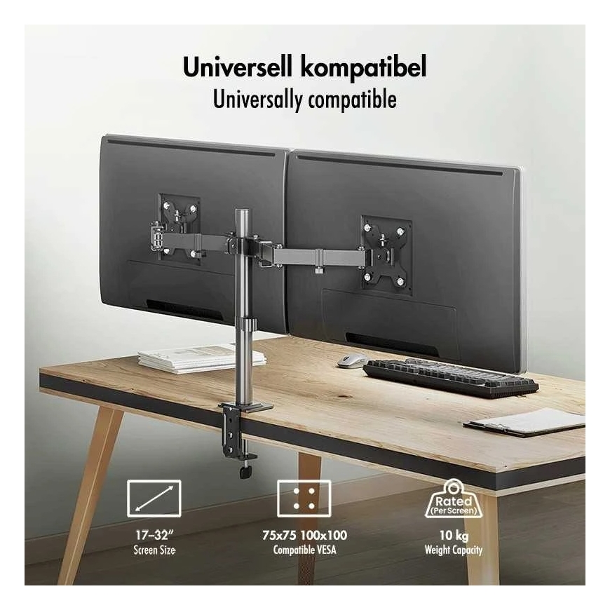 LogiLink Monitor Holder 2x 17-32 inches, 10kg max per arm – 2
