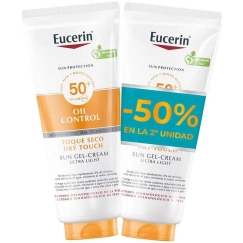 Eucerin Oil Control Dry Touch Sun Gel Kreminis Ultra Light SPF 50+ apsauginis kremas nuo saulės, 2 x 200 ml
