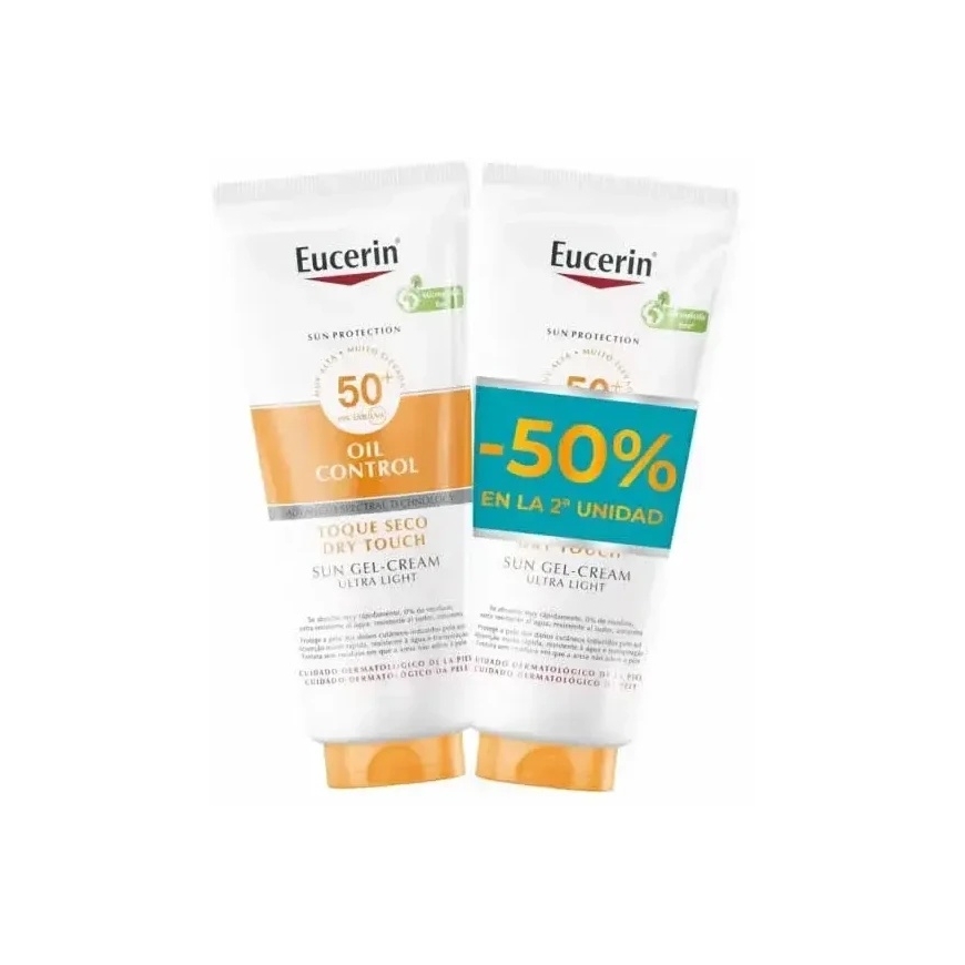 Eucerin Oil Control Dry Touch Sun Gel Cream Ultra Light SPF 50+ sunscreen, 2 x 200 ml – 2