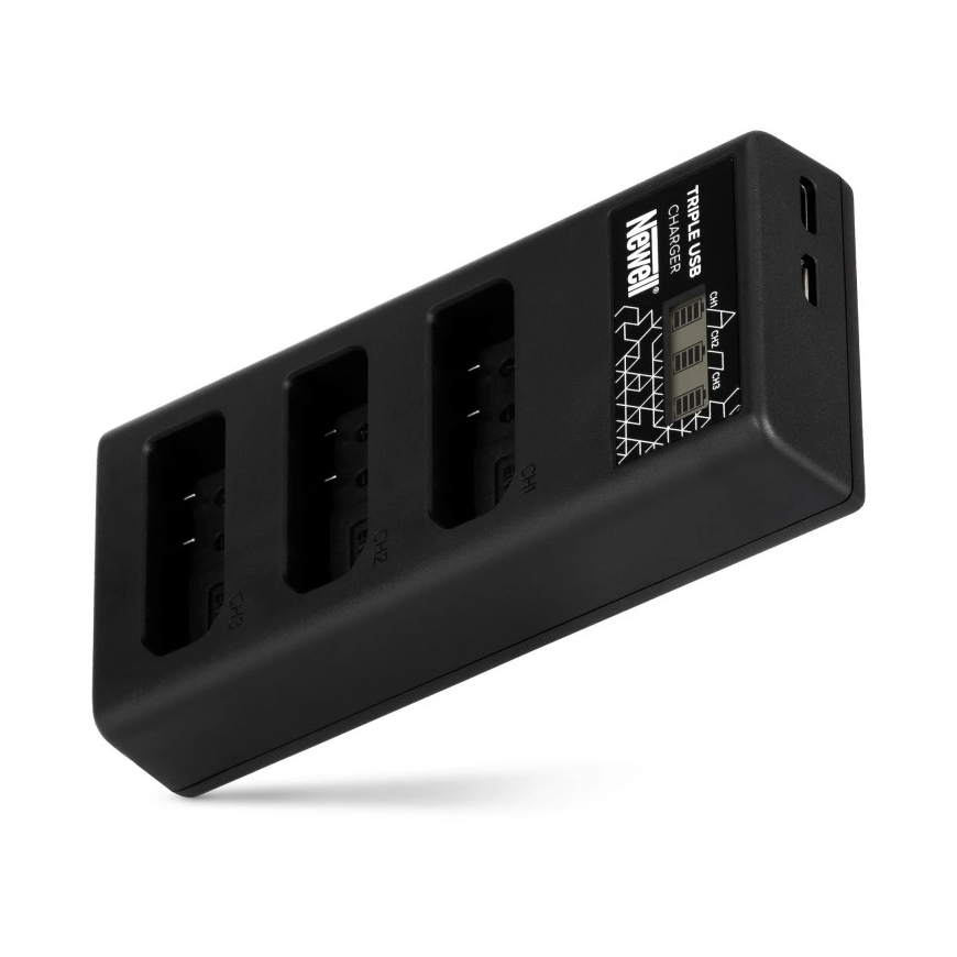 Akumuliatorių Įkroviklis - Newell CD-USB-C Trijų Kanalų Įkroviklis Nikon EN-EL14 Akumuliatoriams Juodas – 4