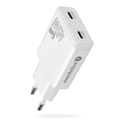 Lādētājs GaN 2x USB-C Quick Charge 3.0 45W PD balts