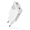 Laturi GaN 2x USB-C Quick Charge 3.0 45W PD valkoinen