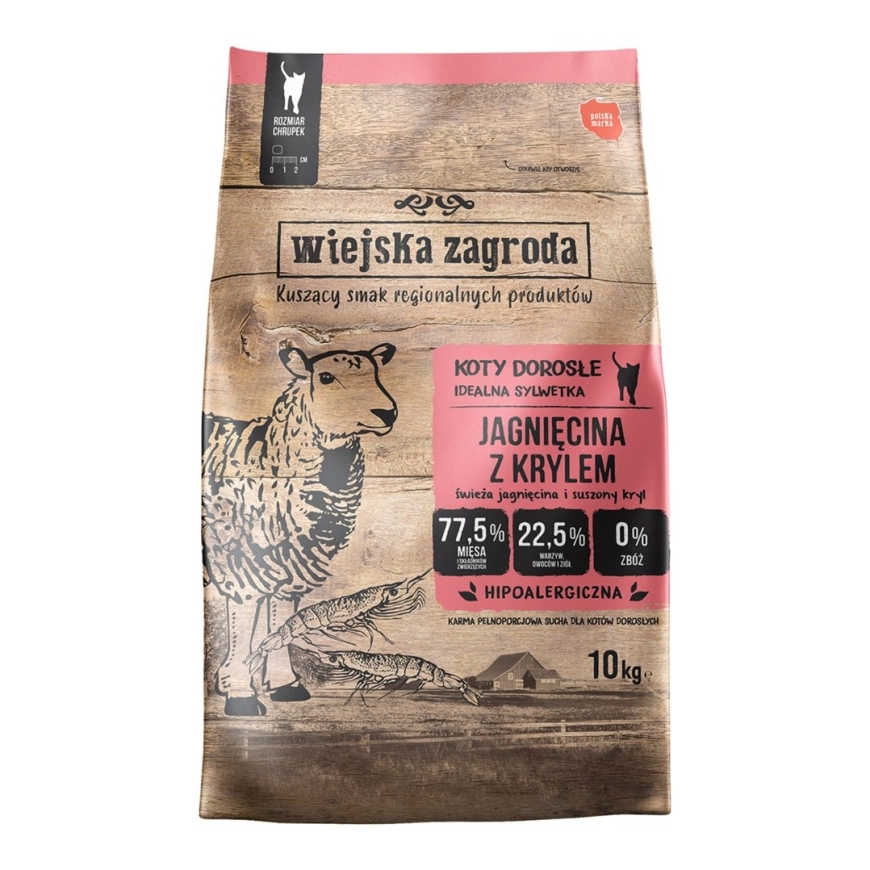 WIEJSKA ZAGRODA Lammas kryptoilla - kuiva kissanruoka - 10 kg