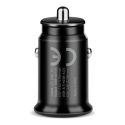 Car charger 2 X USB 12W black + USB-C cable 1m