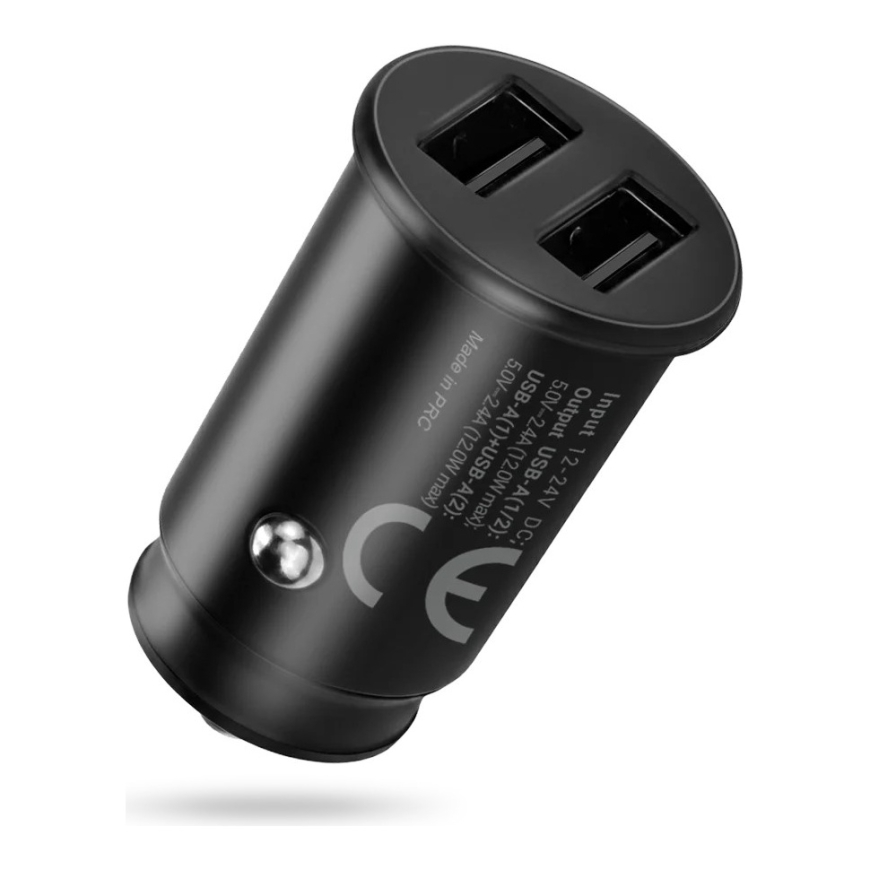 Automobiļa lādētājs 2 X USB 12W melns + USB-C kabelis 1m – 3