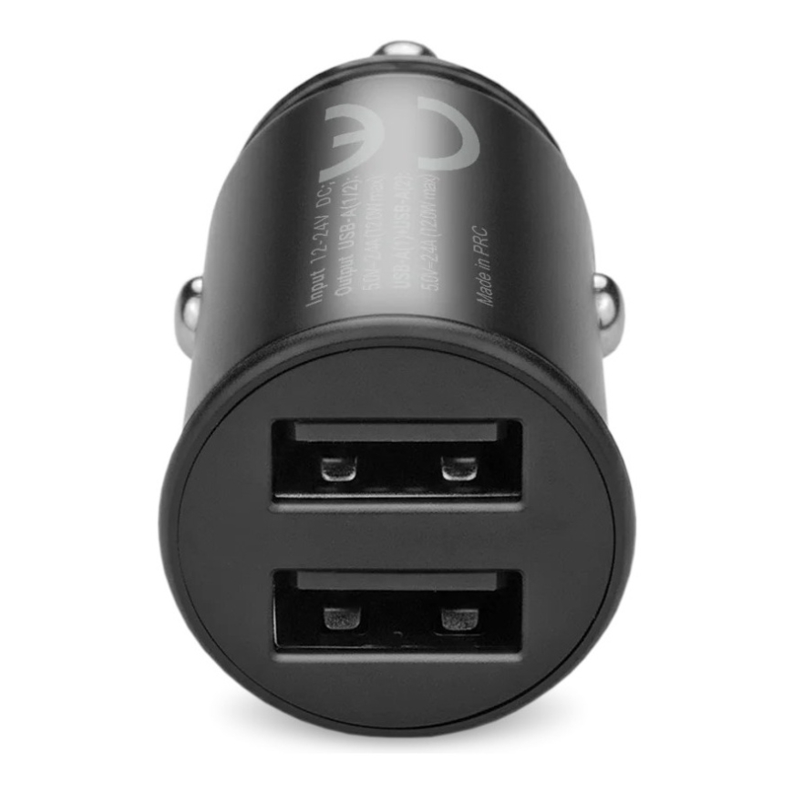 Automobiļa lādētājs 2 X USB 12W melns + USB-C kabelis 1m – 4