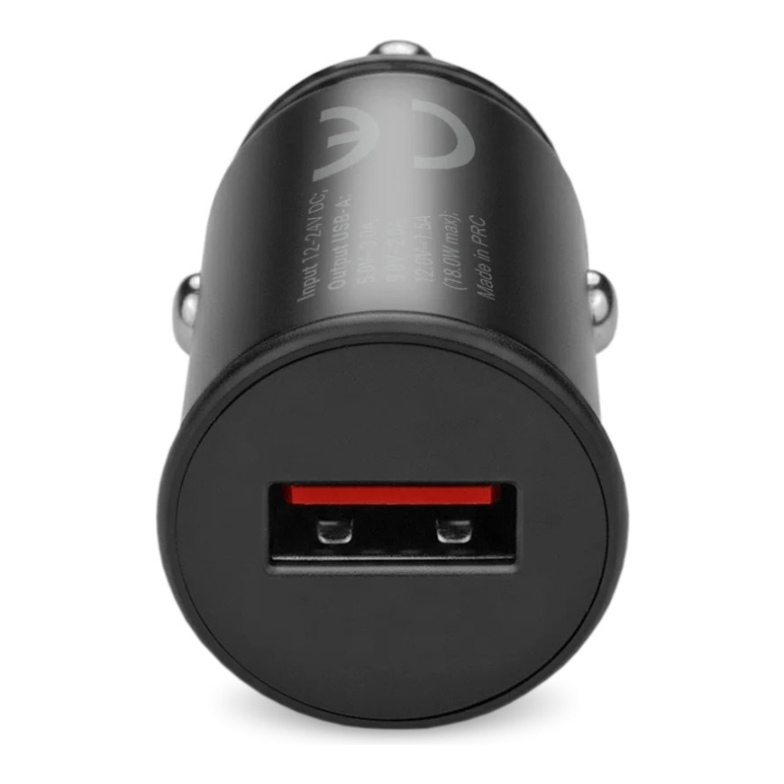 Automobilinis įkroviklis 1 X USB QC3.0 18W juodas + USB-C laidas 1m – 2