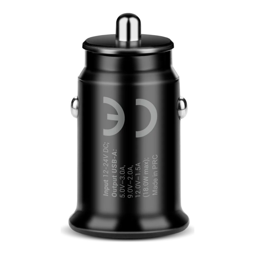 Automobilinis įkroviklis 1 X USB QC3.0 18W juodas + USB-C laidas 1m – 4