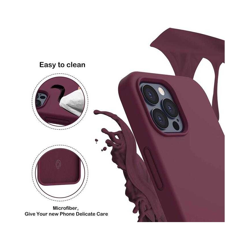 Minkštas silikono dėklas iPhone 15 Pro bordo – 4
