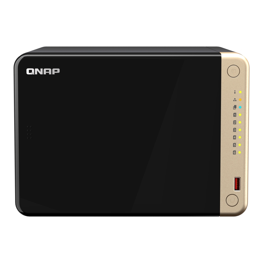 QNAP TS-664 NAS Tower Процессор Intel® Celeron® N5095 8 GB DDR4 0 TB QNAP QTS Черный, Бронзовый